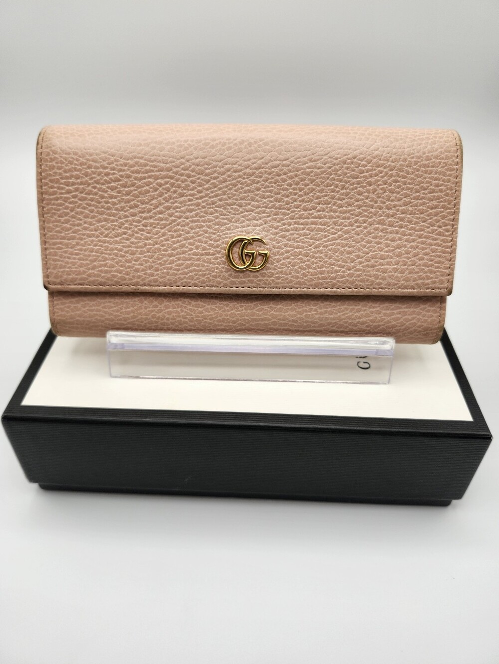 Authentic Preloved Gucci Pink Leather Continental Long Wallet W Gucci Box